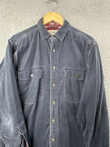 VTG LL Bean Denim Button Up Shirt Mens Medium Blue Button Up L/S Flannel Lined - Picture 1 of 10