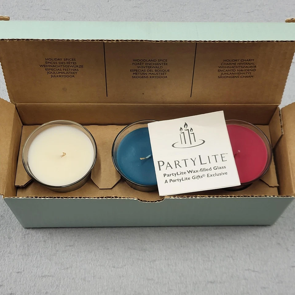 Juego de regalo PartyLite Season Select velas perfumadas 3 piezas vidrio relleno de cera EE. UU. P9571 Foto 1 de 4