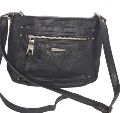 Bolso Bandolera DANA BUCHMAN Kristi Negro Guijarro Marrón Dorado Estampado Cebra Interior Foto 1 de 4