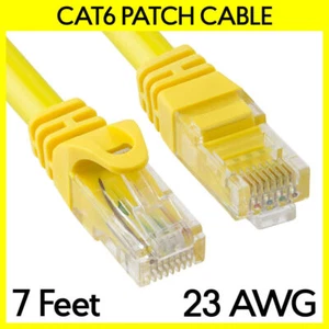 7 FT Cat6 Cord Yellow Cat 6 Ethernet Patch Cord LAN Internet RJ45 Modem Cable - Picture 1 of 3