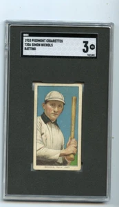 1910 T206 Simon Nichols Piedmont Athletics / Cleveland Naps 🚀😳💥 SGC Graded 3 - Bild 1 von 2