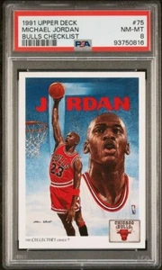 Upper Deck #75 Bulls Checklist 1991 Michael Jordan PSA 8 (losa nueva) - Imagen 1 de 2