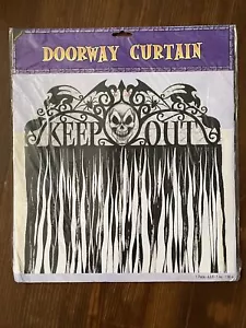 Haunted Halloween Gothic "Keep Out" Skull Doorway Curtain - Picture 1 of 5