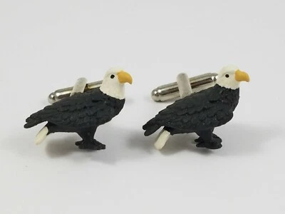 Abotoaduras águia careca--vida selvagem natureza animal pássaro veterano patriótico americano - Imagem 1 de 3