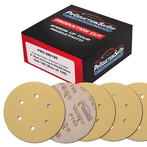 180 Grit 6" Sanding Discs, 6-Hole, Box of 100 - Dustless Hook & Loop Sandpaper - Picture 1 of 5