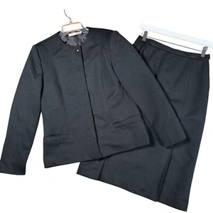 Givenchy Sport Black Skirt Suit Set Lined Jacket A-Line Skirt 10 Career Workwear - Picture 1 of 15