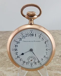 Reloj Bolsillo Eduardiano 24 Horas Raro Oro 14k-F Patente Hora Mundial Dial 1910 - Imagen 1 de 18