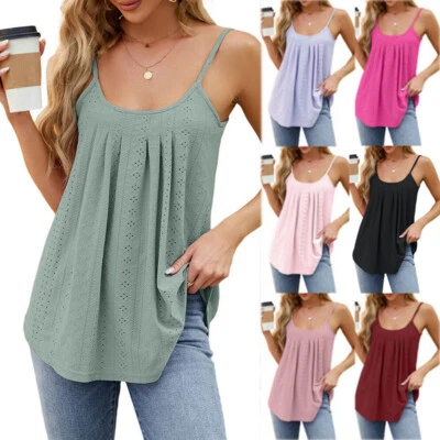 Women Stretchable Vest Tops Ladies Summer Loose Fit Camisole Sleeveless Tank Top - Image 1 of 4