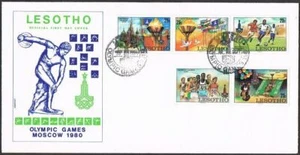 Lesotho 291-295,296,two FDC.Michel 291-295,Bl.5. Olympics Moscow-1980.Soccer, - Picture 1 of 2