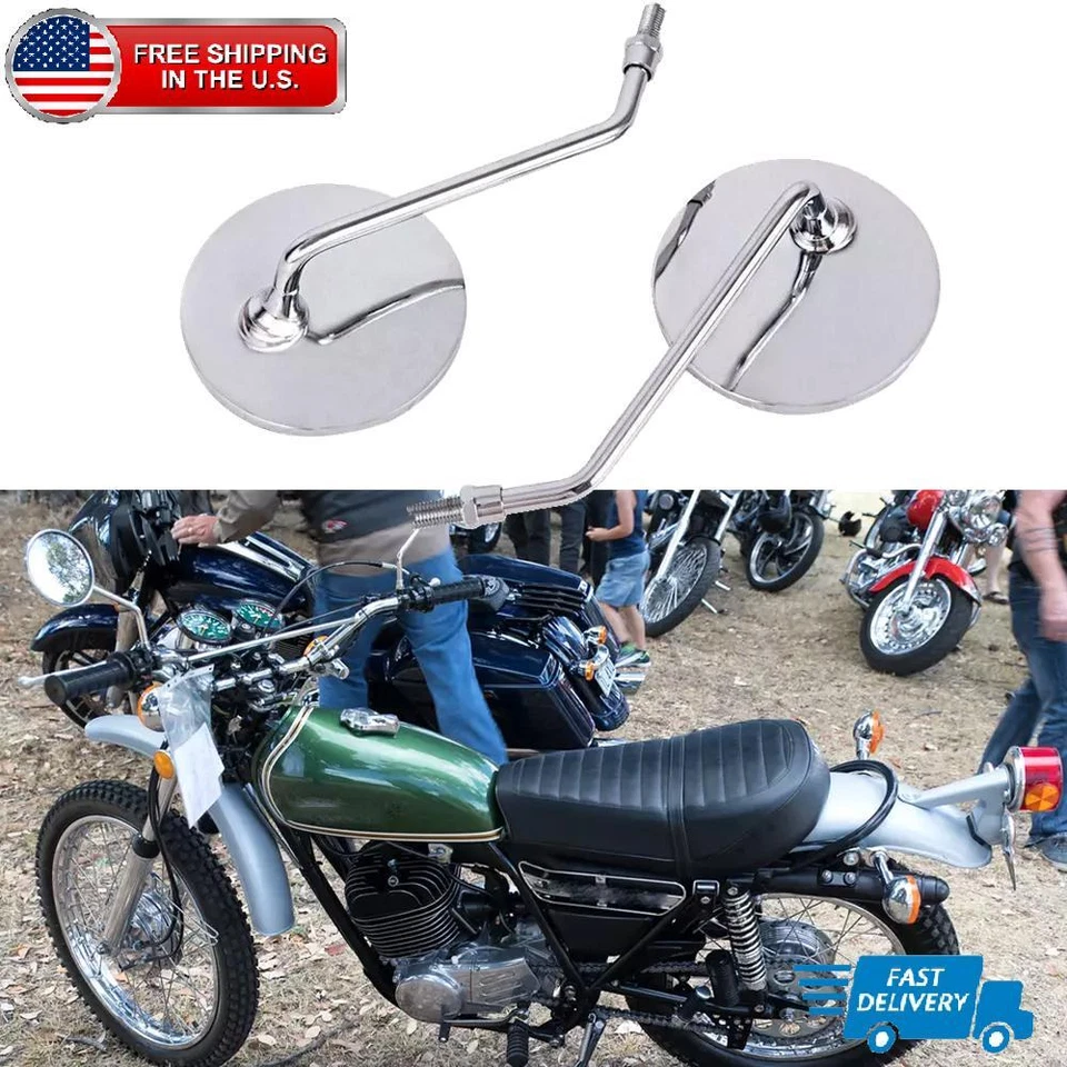 Par de espejos retrovisores laterales redondos para moto Yamaha Virago XV 750 1100 250 535 Bobber Foto 1 de 4