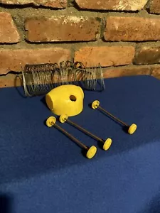 VTG PARTS Hard Plastic Slinky Dog James Industries Pull Toy Yellow Wheels PARTS - Picture 1 of 6