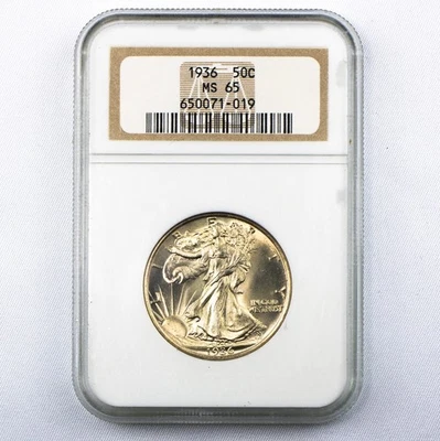 1936 Philadelphia Walking Liberty Half Dollar NGC MS65 – Lustrous Gem Silver 50C - Image 1 of 2