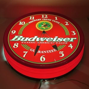 Vintage 1998 Bud Budweiser Anheuser-Bush 19” Round Light Up Lighted Wall Clock - Picture 1 of 14