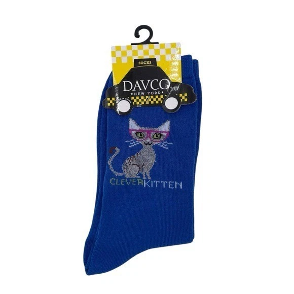 NUEVO Davco New York Inteligente Gatito Novedad Crew Calcetines Para Mujer Talla 9-11 Gatito Gato Foto 1 de 4