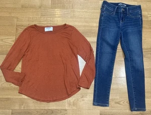 Mädchen Old Navy Outfit Größe 8 - Burnt Orange Pullover mit Rockstar Jeggings EUC - Bild 1 von 7