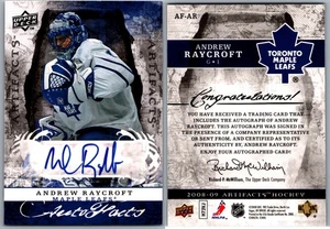 08-09 ARTIFACTS AUTO FACTS - ANDREW RAYCROFT #AF-AR TORONTO MAPLE LEAFS - Bild 1 von 1