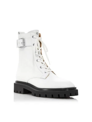 Женские кожаные боевые ботинки STUART WEITZMAN белые 1 дюйм на платформе 6,5 B - Изображение 1 из 4