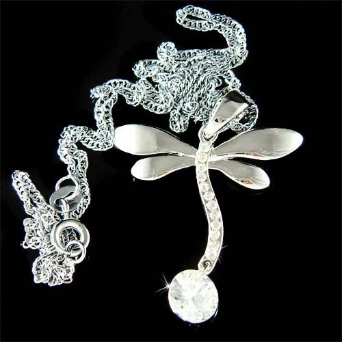 Cz Libellula IN Swarovski Cristallo Sposa Matrimonio Trasparente Catenina Nuovo - Immagine 1 di 1