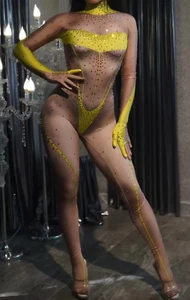Finger Zentai Overall Catsuit Dessous Sexy Erotik Glitzer-Strass-Overall 36-40 - Bild 1 von 8