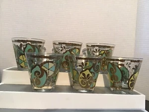 6 bicchieri vintage Georges Briard cocktail lowball stoviglie MCM limone/lime anni '60 - Foto 1 di 6