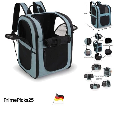 Hund Katzen Rucksack Tragetasche Blau Fleece faltbar für 12kg - Bild 1 von 4