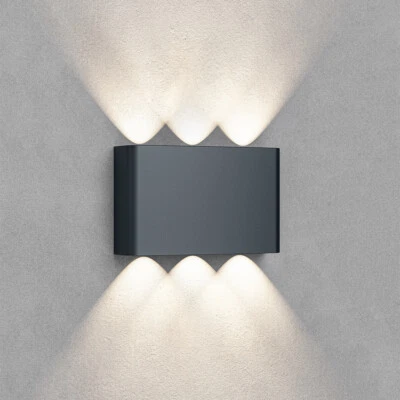 LED Wandlampe Wandleuchte Außenlampe IP65 Außenlicht Wandstrahler Anthrazit 4W6W - Bild 1 von 4