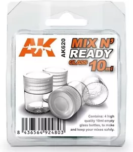 AK INTERACTIVE AK620 - MIX N' READY GLASS 10ml (4 EMPTY BOTTLES) - NUOVO - Bild 1 von 2