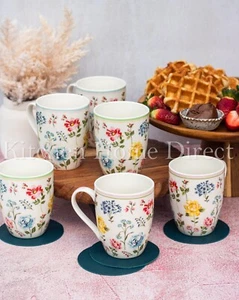 Spring Garden Floral High Tea Collection New Bone China Set of 6 Mugs 340ml - Picture 1 of 12
