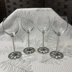 Royal Selangor Hand Finished Tracery Collection Pewter Crystal GlassWine Goblets - Picture 1 of 9