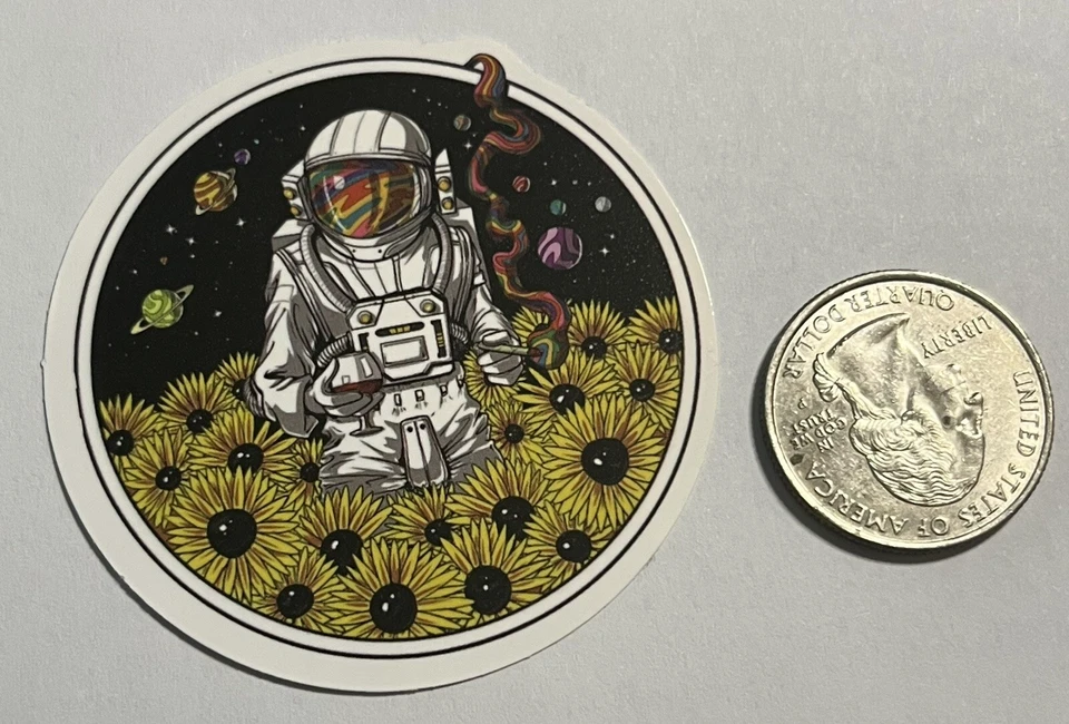 Astronaut  in Space Field of Sunflower Sticker - Image 1 of 1