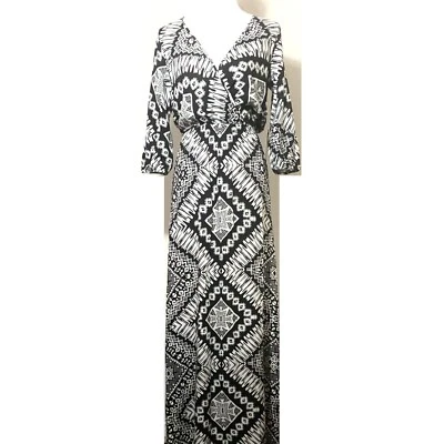 Новый размер XS $88 Express черный белый геометрический принт насмешливый надежном v-образным вырезом макси платье - Изображение 1 из 4
