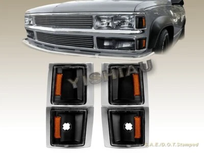 94-98 CHEVY FULL SIZE C/K Tahoe GMC Suburban Parking Corner Lights 4 Pieces New - Image 1 of 3