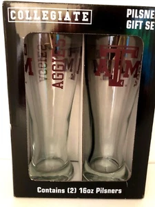 Texas A & M Aggies NCAA 2-Pack 16 oz Gameday Pilsner Set New Drinking Glass - Picture 1 of 4
