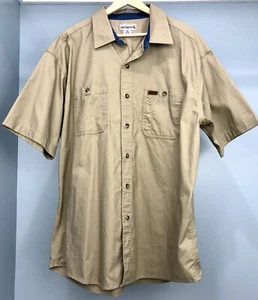 Carhartt Men Button Up Shirt XL Beige Work Short Sleeve Collar SS/RG - Picture 1 of 5