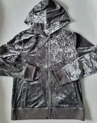 Calvin Klein Mujer Terciopelo Sudadera con Capucha Chaqueta Cremallera Completa Estrás Logo Talla S M L Rojo Foto 1 de 4