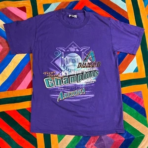 Vintage 1999 Arizona Diamondbacks Purple Graphic T Shirt First Time Champions M - Picture 1 of 9