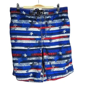Paradise Collection Men's Red, White & Blue With Stars Swim Trunks. Size L - Picture 1 of 5