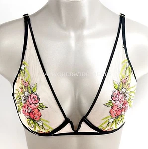 Victoria's Secret Designer Embroidered Rose Floral Very Sexy Unlined Plunge Bra - Picture 1 of 2