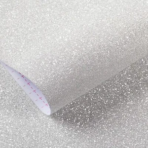 Livelynine Glitter Wallpaper Stick and Peel 15.8"W x 78.8"L, Silver  - Picture 1 of 7