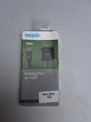 Maplin Displayport To VGA Adapter Converter For Mac PC Laptop Brand New - Image 1 of 2