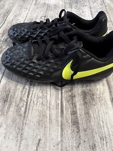 Nike Tiempo Legend Black And Lime Youth Size 3.5Y