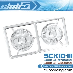Scale OEM Front Headlight Lens for SCX10 III Jeep JL Wrangler / JT Gladiator - Picture 1 of 9