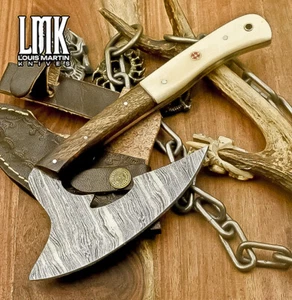 LMK Hand Forged Knife USA Clever Chopper Axe Knife Twist Damascus Bone Hiking - Picture 1 of 10