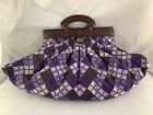 Plenty By Tracy Reese Oversized Purple Frame Bag Luxe Fabric w/ Patent Handles