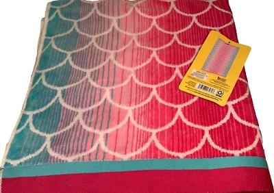 Kids Beach Towel 100% Cotton 30 x 60 in Mermaid Scales Ombré Pink-Members Mark🐠 - Image 1 of 4
