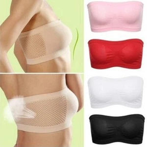 Women Strapless Elastic Boob Bandeau Tube Bra Lingerie Breast Wrap Top FW - Picture 1 of 14