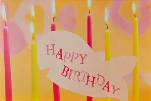 Birthday Card with Envelope 4 x 6 Orange Red Yellow Candles Fish - Picture 1 of 5