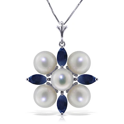 6.3 CTW 14K Solid White gold fine This Is Perfect Emerald pearl Necklace 16-24" - Изображение 1 из 4