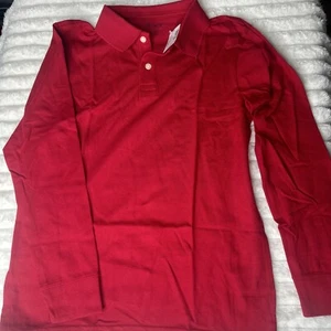 Childrens Place Boys Polo Size L 10/12 Long Sleeve School Uniform Shirts Red - Picture 1 of 8
