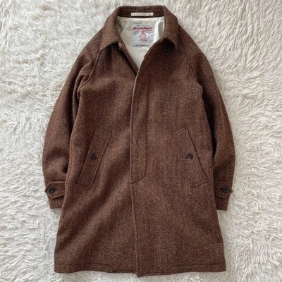 BEAMS HarrisTweed Tweed Coat Herringbone Brown Color - Image 1 of 4
